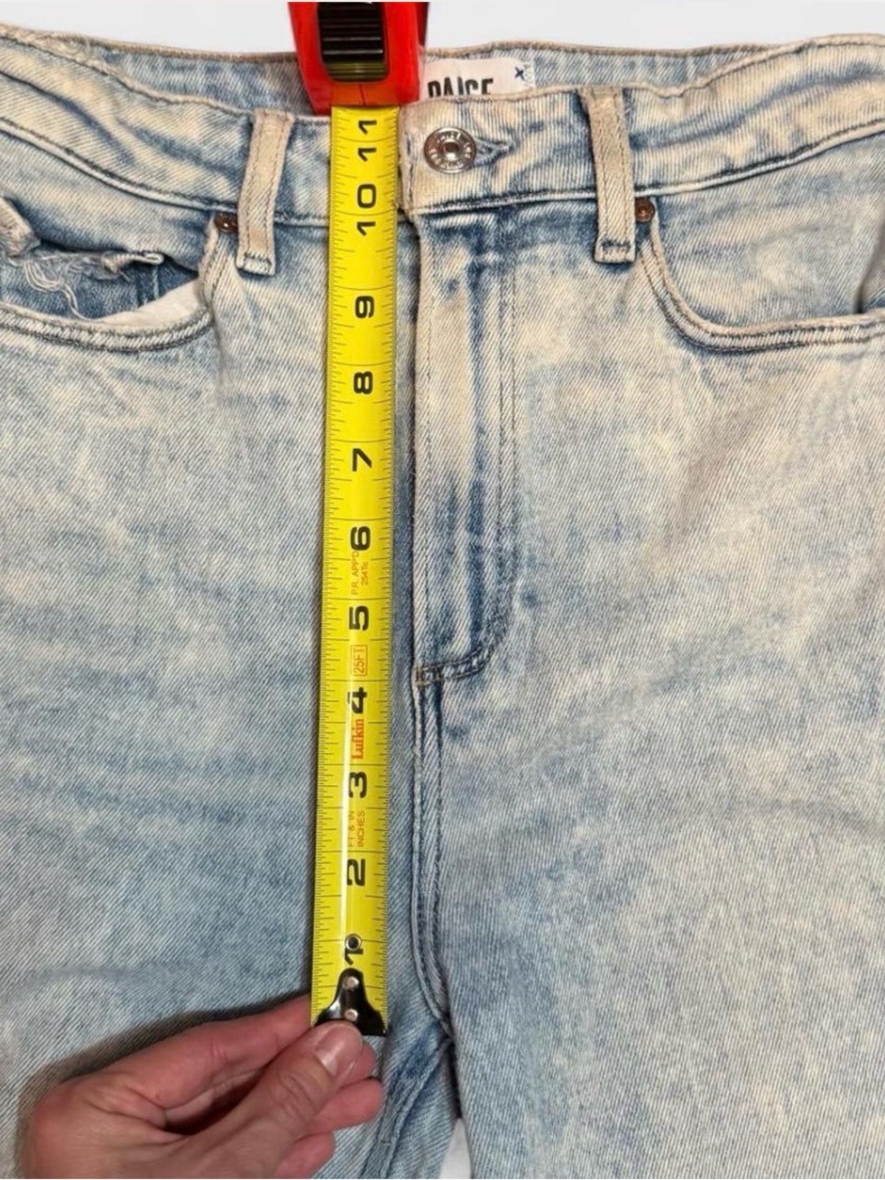 PAIGE Cindy High Rise Straight Leg Jeans Women’s 26 Light Wash Raw Hem - Picture 4 of 6